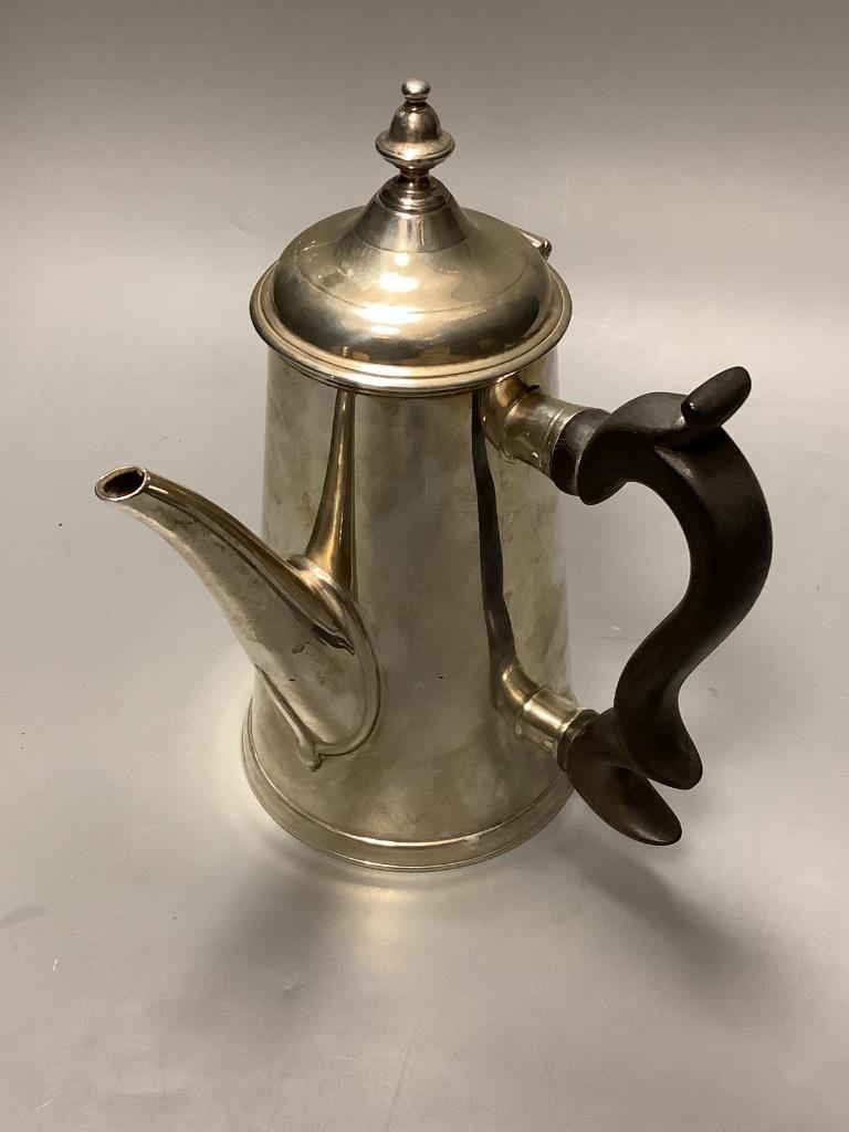 An 18 century Irish silver café au lait pot, indistinct marks, circa 1770?, height 20.8 cm, 20.5 oz (patched).